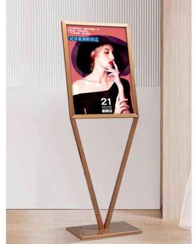 Supporto per Cartello da Terra, Espositore Pubblicitario per Cartelloni Pubblici Ad Alta Resistenza Supporto per Cartelloni Bifacciali A Scomparsa da Terra per Ristoranti, Bar(Rose Gold,45x60cm)