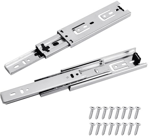 Prmape 2 Pezzi Guide per Cassetti Estrazione Totale Argento, 150mm Guide Scorrevoli per Cassetti, 3 Strati Guide per Cassetti con Cuscinetti a Sfera, Montaggio Laterale, Portata Fino A 45 KG