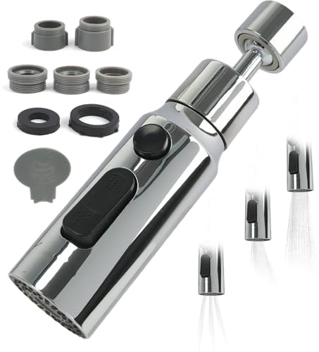 Eddrfy PJ-Kitchen Faucet Spray Head, 360° Swivel, 3 Modes, Compatible Tap Adapter, Water-Saving Aerator, Tap Sprayer for Kitchen Sink