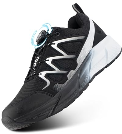 TDDT Zapatillas Running Hombre Deportivas Mujer Correr Trail Running Shoes Zapatos Deporte Fitness Sneakers Trekking Senderismo Negro Blanco EU 44