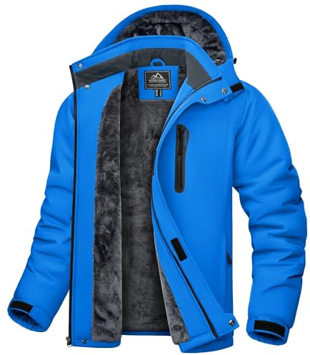 Cavva Herren Skijacke Gefüttert Winterjacke Wasserdicht Snowboardjacke | Dicker Fleecefutter, wind- und wasserdicht, verstellbare Kapuze und Ärmelbündchen sowie mehrere praktische Taschen
