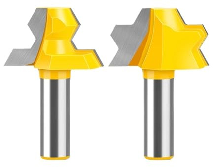 Set di 2 punte for fresatrice a mitra con bloccaggio, fresa for legno con gambo da 12 mm e 1/2 pollice con giunti a mortasa e tenone(12mm)