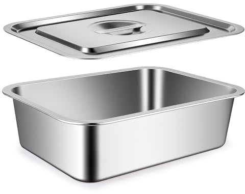 9x13 Baking Pan with Lid, 7.6Qt Large Lasagna Pan with Lid, 4 Inch Extra Deep Nonstick Roasting Pan & Casserole Dish, Oven Safe Stainless Steel Baking Pan for Family, Large Capacity Cooking