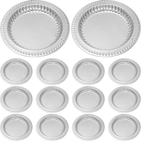 TOYANDONA assiettes en métal pour le service des aliments : assiettes rondes en acier inoxydable - plateaux de service en relief pour cantines - plateaux de à thème indien