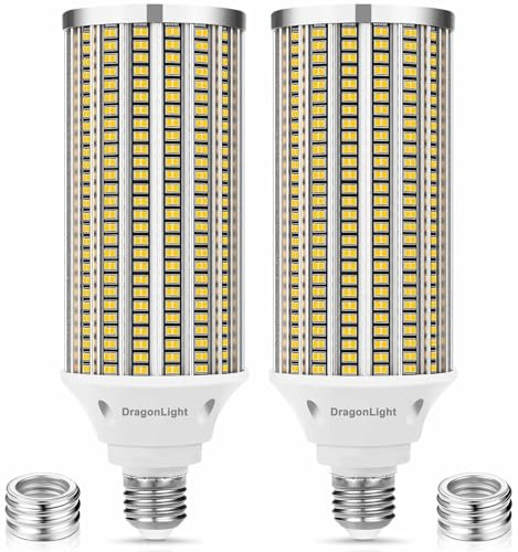 DragonLight 120W Super Bright LED Corn Light Bulbs (800 Watt Equivalent) - E27/E40 Large Base LED Lamp - 3000K Warm White 14,400 Lumens for Large Area Lighting, Pack of 2