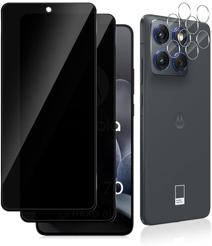 Datree Privacy Pellicola Protettiva per Motorola Edge 70 5G, 2+2 Pezzi Privacy Vetro Temperato con Pellicola Fotocamera, Durezza 9H Anti-Spy Senza Bolle Vetro Temperato, Anti Graffio