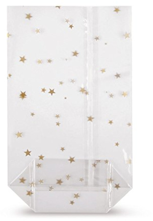 Beutel und Tüten Kreuzbodenbeutel PPGold Stars, 115 mm x 190 mm. 100 Stück