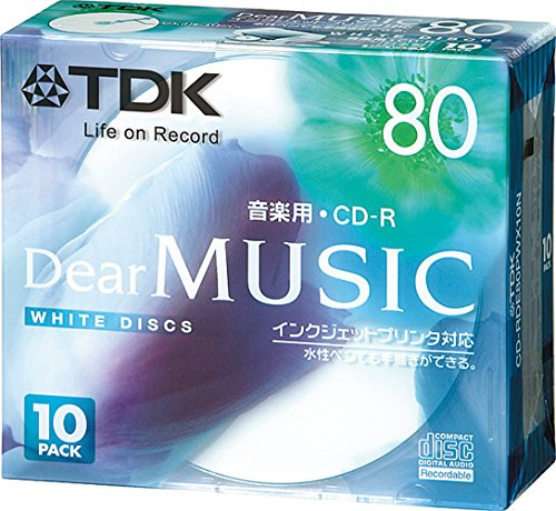 TDK Disco compacto CD-R para música Dear MUSIC 80 min blanco ancho inyección de tinta imprimible 10 unidades 5 mm caja CD-RDE80PWX10N (importado de Japón)