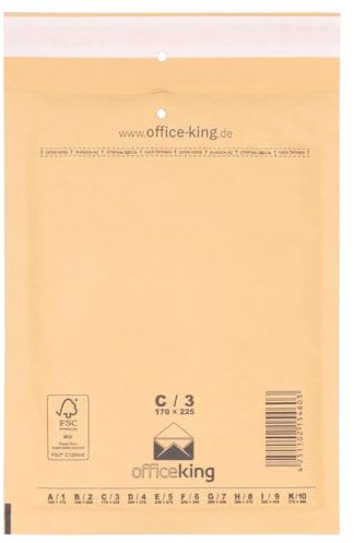 1000 x Luftpolstertaschen braun Gr. C/3 (170x225 mm) DIN A5 B6+ - Marken-Qualität von OfficeKing®