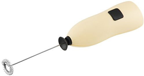 Fackelmann Milchschäumer mit Batterie, Quirl mit Funktionsteil aus Edelstahl, Küchenhelfer zur Herstellung von Milchschaum (Farbe: Creme/Schwarz), Menge: 1 Stück