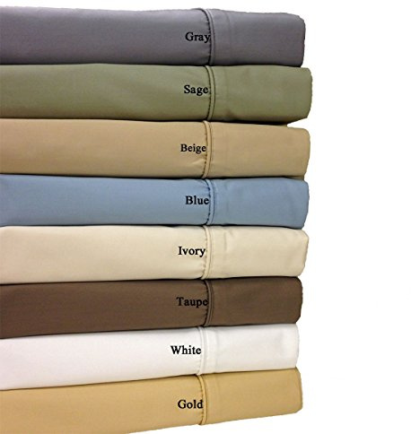 Royal Hotel Bedding 650-Thread-Count Bed Sheets - Wrinkle Free Sheets - Super Deep Pocket Up to 22-Inch, Cotton Blend, Sateen Sheets, Hypoallergenic, 4 Piece - Queen - Ivory