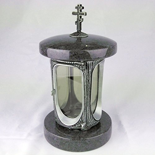 designgrab Farol para cementerio con cruz ortodoxa, cuerpo de aluminio con granito sueco Black SS1.