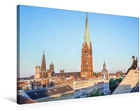 Premium Textil-Leinwand 75 x 50 cm Quer-Format Schornsteinfeger über Berlin Schöneberg | Wandbild, HD-Bild auf Keilrahmen, Fertigbild auf hochwertigem Vlies, Leinwanddruck von Joern Dudek