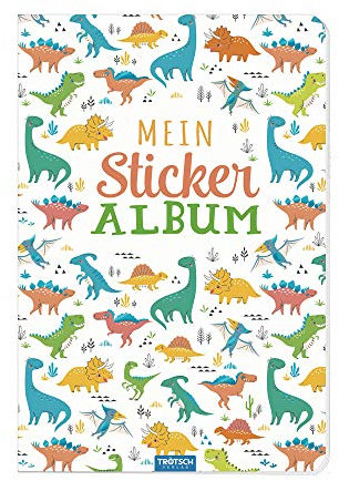 TRÖTSCH - Mein Stickeralbum Dino | Dino Stickerbuch mit 24 beschichteten Seiten für flexibles Platzieren der Sticker: DIN A5 Dinosaurier Stickerbuch ... (Stickeralben: zum Sammeln von Stickern)