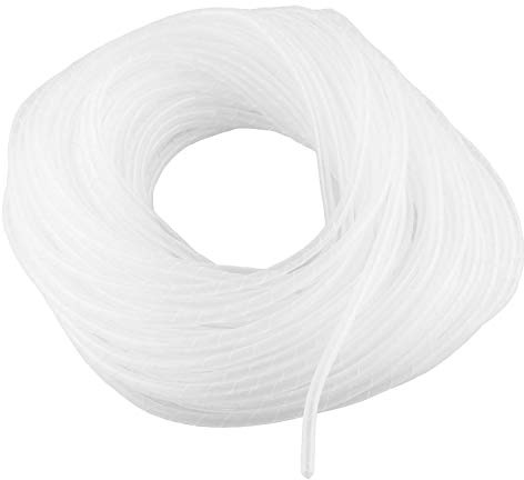 DGZZI Spiral Cable Wrap 4mm 25m White Spiral Wrap Cable Binding Tidy Leads Wire Organizer Sleeve for TV PC Home Cinema CCTV Wires