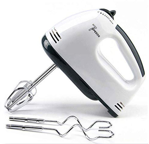 Frullatore Elettrico a Mano Frullatore per Dolci Frusta a Mano 7 Velocità Frullatori per Alimenti Farina manuale Pane Frullino per Uova Frullino per Alimenti 2 x Fruste 2 x Ganci per Impastare