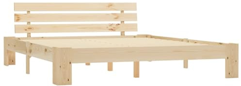 Gecheer Kiefernholz Massiv Bettgestell Holzbett Futonbett Doppelbett Massivholz Bett Bettrahmen Lattenrost Schlafzimmerbett 160x200cm