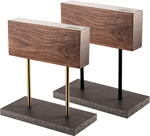 Style de Vie knivblock magnetiskt, utan kniv, 2-sidor, valnöt, bas av natursten