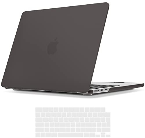 TECOOL Hülle für MacBook Air 13.6 Zoll M3 M2 2024 A3113 u. 2022 A2681, Ultradünne Schutzhülle Hartschale Case u. EU QWERTZ Tastaturschutz, Grau | A3449 A3240 A3113 A2681, Ultradünne Schutzhülle, Snap-on Hardcase, Ohne Logoausschnitt, EU Tastaturschutz