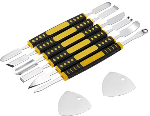 sourcing map 8 Stück Hebelstange Metall Flache Lager Edelstahl Elektronische Reparatur Werkzeug für Bildschirm Kleber Entfernen