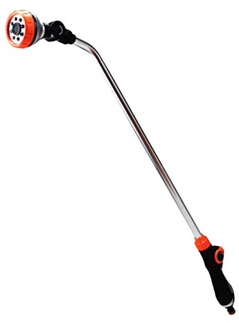 LINZI Garden Hose Spray Gun Pistola per Irrigazione, Pistola a Spruzzo per Tubo da Giardino Estesa a 8 Modelli Regolabili, Manico Extra Lungo per Lavaggio Auto, Irrigazione Giardino