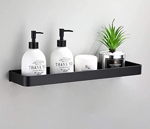 AJINGELA An der Wand montiert Schwimmend Metall Lagerregal,Schwarz Badezimmer Regal An der Wand montiert Badewannenregale Platzeinsparung Rostfest Extra Stark Schwimmend Lagerregal(40CM)