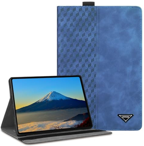 CXTCASE Hülle für Samsung Galaxy Tab A6 10.1 Zoll 2016 SM-T580/T585,Blau | Standfunktion, Stifthalter, Ultradünnes PU-Leder, Kartensteckplatz, Gummiband, Mehrere Winkel