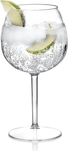 AIOS Unbreakable Tritan BPA Free Cut Glass/Fluted Copa Balloon Gin Glass. Capacity 600ml (Set of 2)