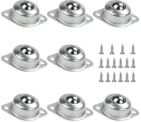 STCRERAG 8 Stück Kugelrollen Möbelrollen Klein Flach Ball Roller Kugellager Transfer Bearing Kohlenstoffstahl Kugelrollenlager Rund Rollen Montiert Lager mit M4*16mm Schrauben für Möbel Förderrolle