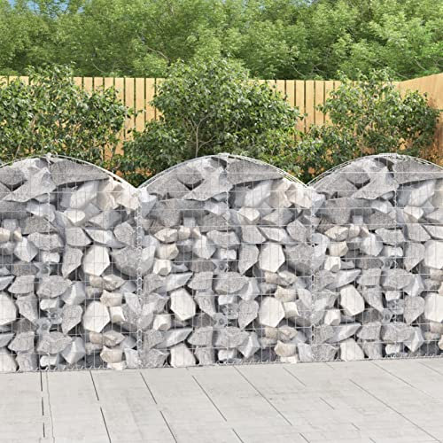 Camerina Gabione mit Hochbogen 100x30x100/120 cm Verzinktes Eisen Gabionengitter Gabionen SäUle GabionenköRbe Gabionen Zaun