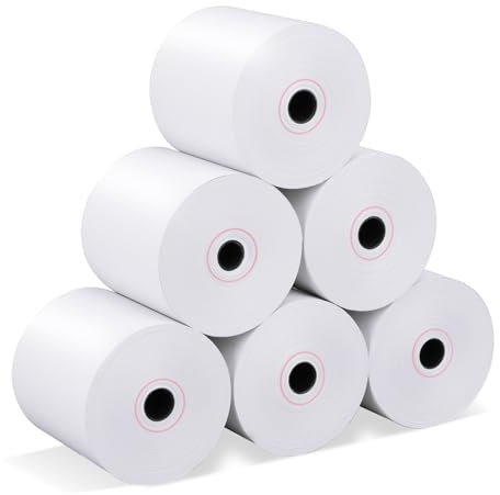 REAQUE 6 Rollen Thermopapier für Sofortbildkamera Kinder - Druckpapier für Bondrucker, Thermodrucker, Taschendrucker, Fotodrucker - 57 x 30 mm, 3,5 m lang pro Rolle (6 Rollen 80 * 80mm)