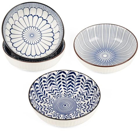 ChasBete Lot de 4 bol aperitif céramique, durable petit bol coupelle pour trempettes collations desserts apéritifs préparation de cuisine, bleu, 13x4cm