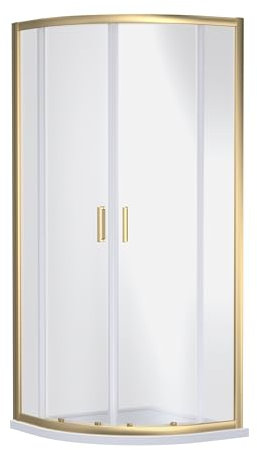 Balterley Quadrant Shower Enclosure, 6mm Toughened Safety Shower Glass Cubicle Door, Bar Handle Sliding Glass Door, Enclosures for Showers, Enclosures & Cubicles - 880 x 880 x 1850mm (Brushed Brass)