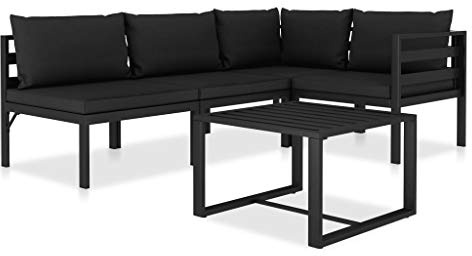 Festnight Gartenlounge Aluminium Balkon Lounge Klein Loungemöbel Terrasse Ecklounge Balkonmöbel Gartenmöbel Set Alu Garten Lounge Set Balkon Sofa Outdoor Ecksofa Gartensofa Gartengarnitur