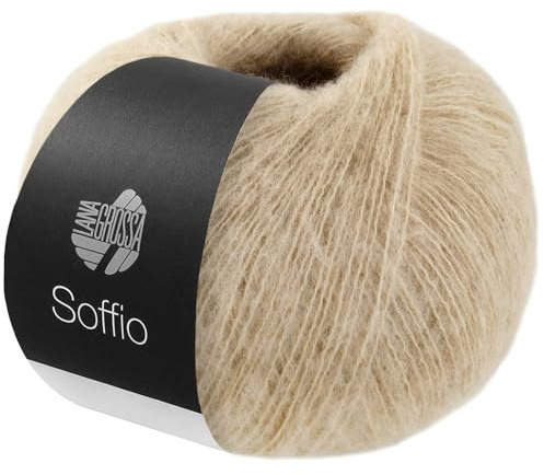 LANA GROSSA Soffio | Flauschiges Lace-Garn aus Merino- & Baumwolle mit 10% Kaschmir | Handstrickgarn aus 60% Schurwolle (Merino superfein), 30% Baumwolle (Bio) | 25g zum Stricken | 212m Garn FB 16