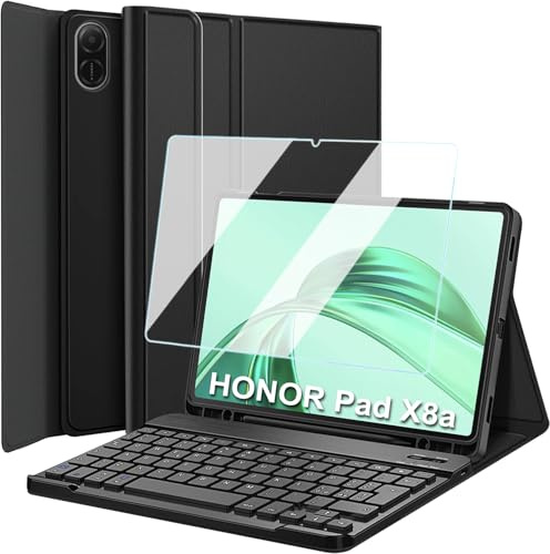 Wineecy Tastiera Custodia per Honor Pad X8a 11 Pollici 2024 [Layout Italiano], 9H Pellicola Protettiva, Slim Cover con Magnetica Wireless Bluetooth Tastiera Keyboard con Portapenne (Honor Pad X8a)