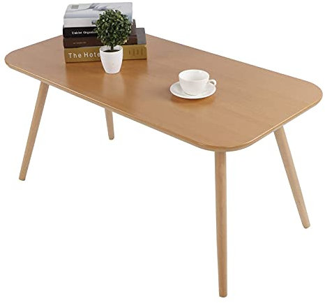 KROVEDY Moderner Couchtisch, Esstisch aus Holz, 100 x 50 cm, eleganter Kaffeetisch aus Buche, Beistelltisch für Wohnzimmer, Schlafzimmer, Esszimmer, Garten, Feito NA China, bequemer Jahrestag