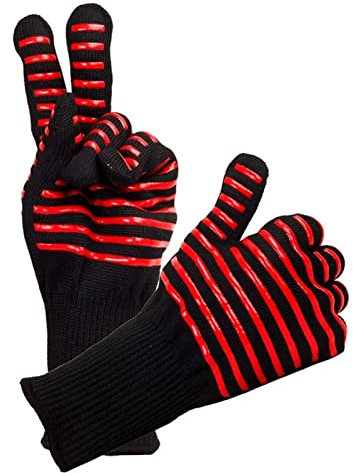 2 Stück hitzebeständige Grillhandschuhe, flammhemmende Silikon-Kochhandschuhe, Küchenhandschuhe für den Ofen, Ofenhandschuhe mit Fingern, Grillhandschuhe zum Grillen, Kochen,