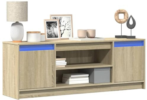 ShGaxin 852196 Meuble TV LED en bois d'ingénierie chêne Sonoma 139,5 x 34 x 50 cm, table TV, meuble TV, meuble de salon, table de salon TV