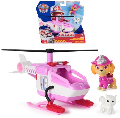Paw Patrol Fire Rescue: Elicottero Antincendio di Skye con Personaggio, Gattino ed Elicottero Giocattolo, Giocattoli per Bambini e Bambine, 3+ Anni