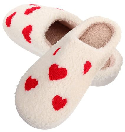 Homoyoyo Pantoufles de Couple en Peluche 39-40 Eu, Cœur Rouge pour Maison
