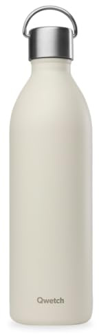 Qwetch - Botella Isotérmica Active Inox 1L Arena Active| Botella Agua Acero Inoxidable con Asa - 24h Frío / 12h Caliente - Reutilizable, Hermética y sin BPA