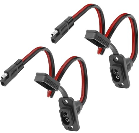Meiryfa SAE - Adattatore per cablaggio rapido, maschio a femmina, 12 AWG, cavo di prolunga SAE, connettore a parete laterale, resistente agli agenti atmosferici, per generatore solare e caricabatterie