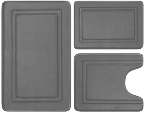 Tapete para Baño, 3 Piezas Alfombrilla Ducha Secado Rápido, Alfombra de Baño, Tapete Casa de Bañera Absorbente, Bathroom Mat, Alfombrilla Bañera Antideslizante, Alfombra de Ducha para Cuarto, Salón