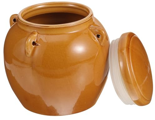 ABOOFAN Vintage Ceramic Honey Jar Airtight Seal and Lid, Medium 2lb Capacity Pickle and Food Storage Container for Kitchen and Home Use