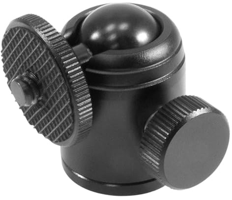 Tofficu Cabezal De Trípode De Cámara Metálico Rosca 1/4 y 3/8, Soporte Giratorio 360° para Fotógrafos, Diseño Compacto y Durable, Uso Proyector y Cámara, Color Negro