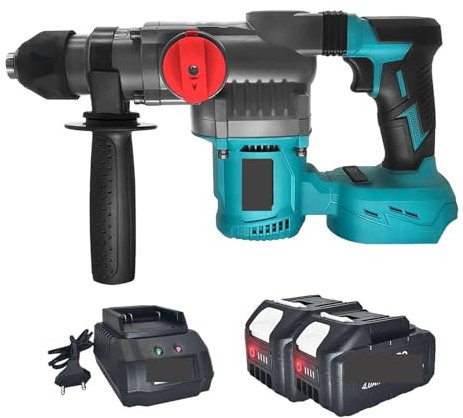 Trapano a percussione elettrico brushless a 2 modalità, martello perforatore a batteria da 26 mm, utensili elettrici portatili(2PCS 4.0Ah Battery)
