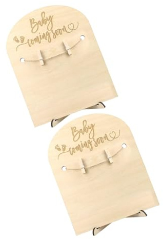 Operitacx 2 Sets Wooden Commemorative Cards Newborn Growth Sign Stand Nursery Wall Decor Photo Props for Shower Congratulations Cards Hospital Signs