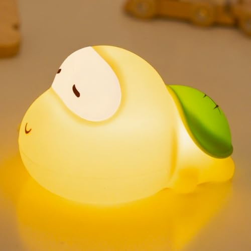 Schildkröte Nachtlicht, Süße Anime Großkopf Schildkröten Nacht Lampe mit Timer, 3 Helligkeitsstufen & Touch, wiederaufladbar, weiches Silikon, Perfekt als Kinder Nachtlicht & Baby Lampe (Schildkröte)