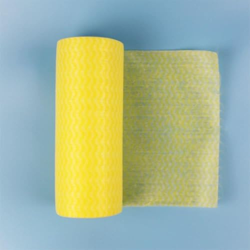 Kitchen Dish Towel, Super Absorbent Dish Towel, Dishcloth Reusable Non-woven Fabric Disposable Kitchen Cloth Rolls Scouring Pads Cleaning Rags Lint Free Cloth, Geel, One Size